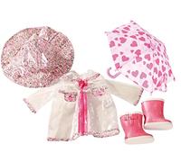 Götz 3402190 Combinaison Rainy Day - Taille de vêtements de poupée météo Avril. XL - Ensemble vêtements et Accessoires 5 pièces pour poupées Debout de 45 à 50 cm
