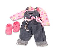 Götz 3402191 Combinaison Denim Salopette Charming - Set Vêtements de Poupée Taille. XL - Ensemble vêtements et Accessoires 6 pièces pour poupées Debout de 45 à 50 cm
