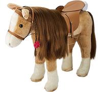 Götz 3403088 Sparky Combed Horse (Hauteur du bâton 37 cm) - Cheval en Peluche Marron, Hauteur Environ 52 cm pour poupées Debout - avec Selle, Bride et Couverture de Pique-Nique
