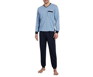 Götzburg Pyjama long 2 pièces en coton pour homme, Imprimé bleu, 54