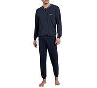 Götzburg Pyjama long pour homme avec poignets (Chili Pepper), Bleu foncé/uni, 54