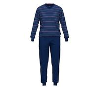 Götzburg Pyjama pour homme avec col en V et poignets, Anneau bleu foncé., 50
