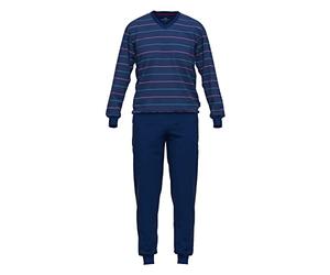 Götzburg Pyjama pour homme avec col en V et poignets, Anneau bleu foncé., 50