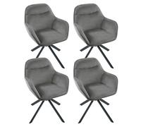Goeurvant Chaise Salle à Manger Pivotante en Velours Lot de 4, Fauteuil à 360° avec Accoudoirs et Dossier, Chaise Ergonomique avec Pieds en Métal, Gris Foncé