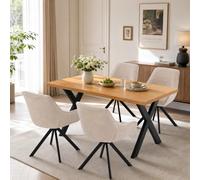 Goeurvant Ensemble Table à Manger 160x80cm et 4 Chaises Pivotantes 360° | Ensemble Table et Chaises de Salle à Manger Modernes pour Cuisine, Séjour et Salon, Confort Premium et Design Élégant