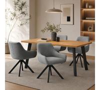 Goeurvant Ensemble Table à Manger 160x80cm et 4 Chaises Pivotantes 360° | Ensemble Table et Chaises de Salle à Manger Modernes pour Cuisine, Séjour et Salon, Confort Premium et Design Élégant