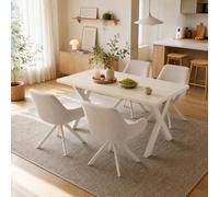 Goeurvant Ensemble Table à Manger 160x80cm et 4 Chaises Pivotantes 360° | Ensemble Table et Chaises de Salle à Manger Modernes pour Cuisine, Séjour et Salon, Confort Premium et Design Élégant