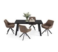 Goeurvant Ensemble Table à Manger 160x80cm et 4 Chaises Pivotantes 360° | Ensemble Table et Chaises de Salle à Manger Modernes pour Cuisine, Séjour et Salon, Confort Premium et Design Élégant