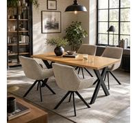 Goeurvant Ensemble Table à Manger 160x80cm et 4 Chaises Pivotantes 360° | Ensemble Table et Chaises de Salle à Manger Modernes pour Cuisine, Séjour et Salon, Confort Premium et Design Élégant