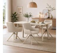 Goeurvant Ensemble Table à Manger 160x80cm et 4 Chaises Pivotantes 360° | Ensemble Table et Chaises de Salle à Manger Modernes pour Cuisine, Séjour et Salon, Confort Premium et Design Élégant