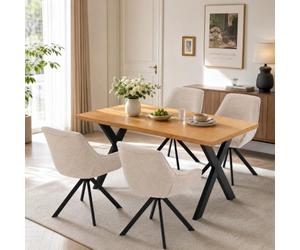 Goeurvant Ensemble Table à Manger 160x80cm et 4 Chaises Pivotantes 360° | Ensemble Table et Chaises de Salle à Manger Modernes pour Cuisine, Séjour et Salon, Confort Premium et Design Élégant