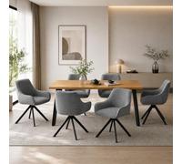 Goeurvant Ensemble Table à Manger 160x80cm et 6 Chaises Pivotantes 360° | Ensemble Table et Chaises de Salle à Manger Modernes pour Cuisine, Séjour et Salon, Confort Premium et Design Élégant