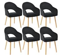 Goeurvant Lot de 6 chaises de salle à manger, rembourrées, pieds en bois, avec accoudoirs, siège en velours, pour cuisine, salle à manger, cuisine, noir