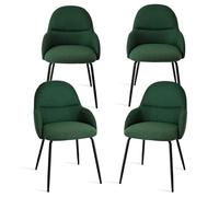 Goeurvant Salle à Manger Lot De 4 Chaises Modernes, RevêTement en Lin Vert Sapin, Assise CapitonnéE Confortable, Pieds MéTalliques RéSistants, pour Cuisine Et SéJour