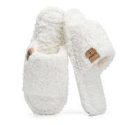 GOEWY Chaussons Ouverts Femme- Doudou Douillet, Semelle Mémoire de Forme - Cadeau pour Elle Chaussons de Maison Décontractés Anti-Dérapants Intérieur/Extérieur Pour Femme