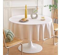 GOEXCPL Nappe ronde anti-taches, Nappe enduite imperméable, facile à nettoyer, beige, diamètre 200 cm