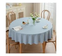 GOEXCPL Nappe Ronde Anti-Taches, Nappe enduite imperméable, Facile à Nettoyer, Bleu Clair diamètre 260 cm