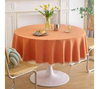 GOEXCPL Nappe ronde anti-taches, Nappe enduite imperméable, facile à nettoyer, Orange Diamètre 120 cm