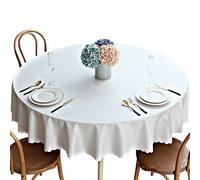 GOEXCPL Nappe Ronde Anti-Taches, PVC épaissie 350 g/m² Facile à Nettoyer Blanc 240 cm de diamètre