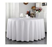 GOEXCPL Nappe ronde de Noël en polyester pour les mariages et les fêtes Lavable en machine Modèle C Blanc Diamètre 240 cm
