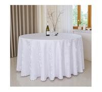 GOEXCPL Nappe Ronde de Noël Polyester pour Les Mariages et Les fêtes Lavable en Machine Modèle D Blanc Diamètre 260 cm