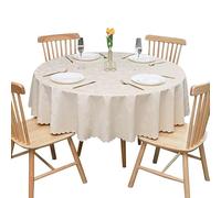 GOEXCPL Nappe Ronde en PVC, épaissie imperméable et Anti-Taches, résistante aux Rayures, Beige-carillons diamètre 220 cm