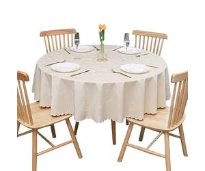 GOEXCPL Nappe Ronde en PVC, épaissie imperméable et Anti-Taches, résistante aux Rayures, Beige-carillons diamètre 160 cm