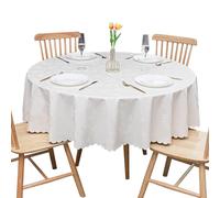 GOEXCPL Nappe Ronde en PVC, épaissie imperméable et Anti-Taches, résistante aux Rayures, Blanc-carillons diamètre 220 cm