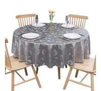 GOEXCPL Nappe Ronde en PVC, épaissie imperméable et Anti-Taches, résistante aux Rayures, Gris-carillons diamètre 200 cm