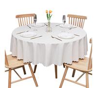 GOEXCPL Nappe Ronde en PVC imperméable, Blanc Diamètre 200 cm | Anti-taches, résistant aux rayures, facile à nettoyer, adapté à une utilisation en intérieur comme en extérieur