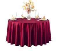 GOEXCPL Nappe Ronde en Satin Convient pour Les Restaurants, Les hôtels, Les Mariages et Les fêtes Lavable en Machine, Bordeaux Diamètre 280 cm