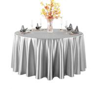 GOEXCPL Nappe Ronde en Satin Convient pour Les Restaurants, Les hôtels, Les Mariages et Les fêtes Lavable en Machine, Gris Diamètre 200 cm