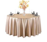 GOEXCPL Nappe Ronde en Satin Convient pour Les Restaurants, Les hôtels, Les Mariages et Les fêtes Lavable en Machine, Marron Clair Diamètre 300 cm