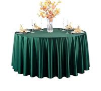 GOEXCPL Nappe Ronde en Satin Convient pour Les Restaurants, Les hôtels, Les Mariages et Les fêtes Lavable en Machine, Vert-2 Diamètre 180 cm