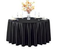 GOEXCPL Nappe Ronde en Satin Convient pour Les Restaurants, Les hôtels, Les Mariages et Les fêtes Lavable en Machine, Noir Diamètre 180 cm