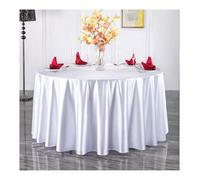 GOEXCPL Nappe Ronde en Satin Couleur Unie Épaissir Tissu Lisse Convient pour Les Restaurants, Les hôtels, Les Mariages et Les fêtes Lavable en Machine, Blanc Diamètre 240 cm
