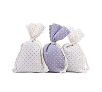 Gözze - 3 Sachets de Lavande, Sachets Parfumés à la Lavande pour Armoire, Remplissage de Fleurs de Lavande par Sachet, Housse 100% coton 100% Coton, 10 x 15 cm - Violet et Blanc à Pois