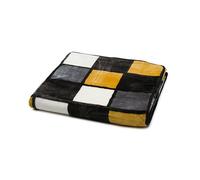 Gözze - Couverture moelleuse, Feeling Cashmere, Tissu lourd 500 g/m², Antigua, 150 x 200 cm - Moutarde/Noir/Blanc