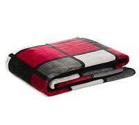 Gözze - Couverture moelleuse, Feeling Cashmere, Tissu lourd 500 g/m², Antigua, 150 x 200 cm - Rouge/Bordeaux/Noir/Blanc