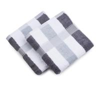 Gözze Handtuch, 2er Set, New York Streifen 50/100 cm, Anthrazit/weiß/Silber