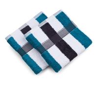 Gözze Handtuch, 2er Set, New York Streifen 50/100 cm, Lagune/weiß/Graphit