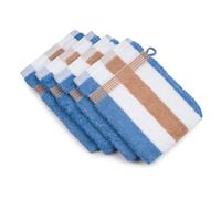 Gözze - New York Gant de Toilette à rayures, Lot de 4, Doux et absorbant, 100% Coton, 17 x 24 cm - Marron/Blanc/Fjord