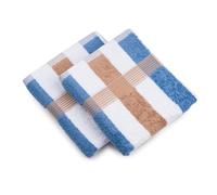 Gözze - New York Serviette à rayures, Lot de 2, Douce et absorbante, 100% Coton, 50 x 100 cm - Marron/Blanc/Fjord