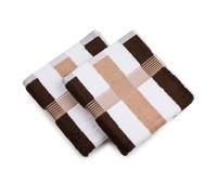 Gözze - New York Serviette à rayures, Lot de 4, Douce et absorbante, 100% Coton, 50 x 100 cm - Marron/Blanc/Nocca