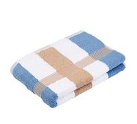Gözze - New York Serviette de Douche à rayures, Lot de 2, Douce et absorbante, 100% Coton, 70 x 140 cm - Marron/Blanc/Fjord