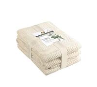 Gözze - Set Serviette Éponge, 2 Serviettes (50 x 100 cm), 2 Serviettes de douche (70 x 140 cm) et 2 serviettes pour invités (30 x 50 cm), 100% Coton, 480 g/m² - Crème