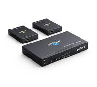 gofanco Extenseur/répartiteur HDMI 1 x 2 sur CAT6/7 - 1080p jusqu'à 60 m, 4 K 60 Hz jusqu'à 35 m, HDR, HDCP 2.2, IR, EDID, PoC, Loopout, audio numérique 5.1 ch, extraction audio coaxiale/analogique