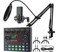 Gofemial Ensemble d'équipement de podcast Microphone de jeu pour Streaming Dj Sets, Interface audio avec All in One Live Streaming Mixer Audio USB Carte son Karaoké Changement de voix Microphone à