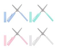 Gofidin Lot de 4 ciseaux modernes en forme de stylo, ambidextres, bords droits, en acier inoxydable, vert, bleu, rose, blanc