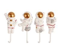 gofidin Lot de 4 crochets muraux créatifs en forme d'astronaute - Avec colle forte - Sans clou - Pour porte derrière vos clés - Accessoires de salle de bain